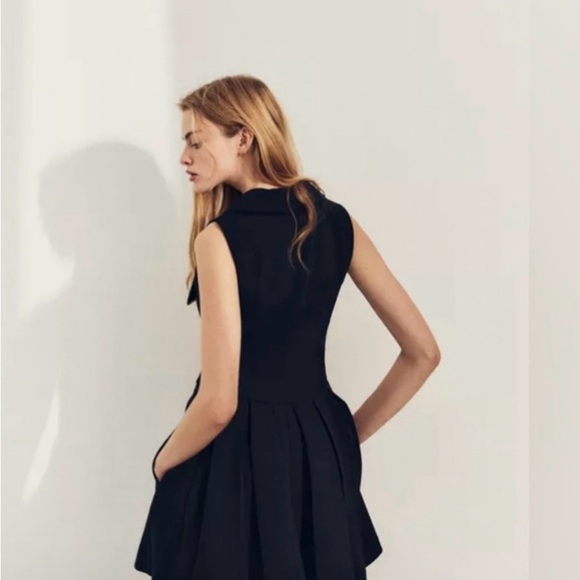 Zara Navy Pleated Mini Dress (New With Tags) - Picture 2 of 2